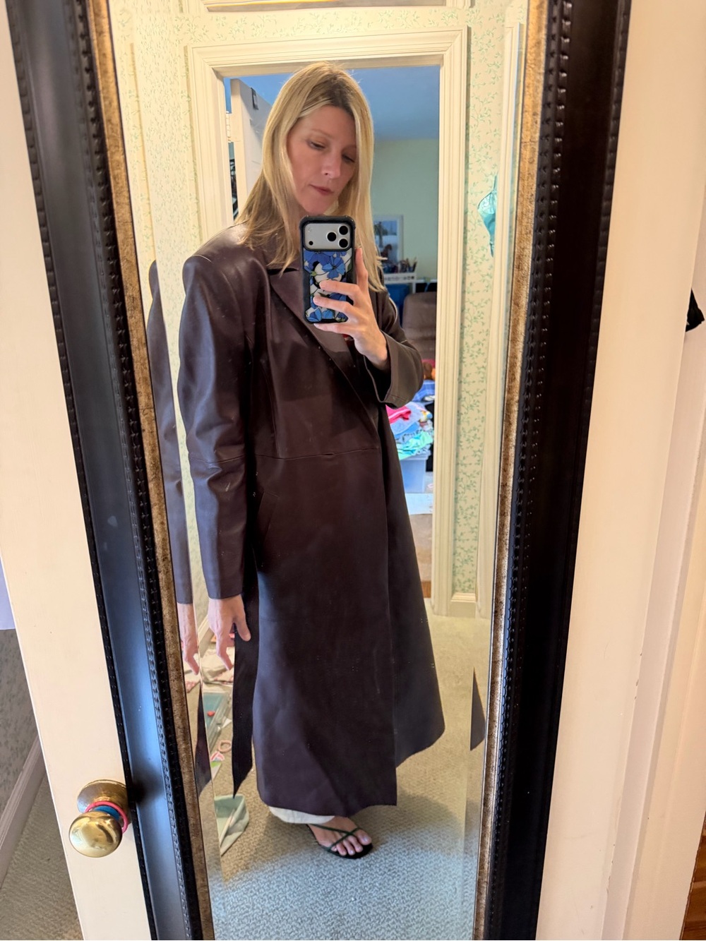 Magda Butrym HM Deep Burgundy Leather Tie-Belt Coat size small - Picture 4 of 13
